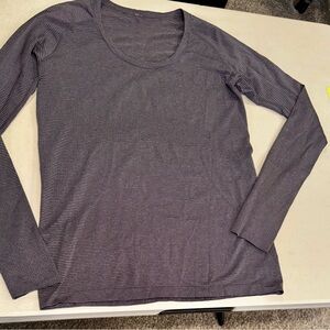 lululemon athletica Women's Swifylu tech LS - Black & Gray Stripe